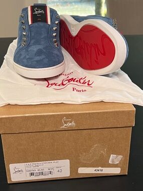 Christian Louboutin F.A.V. Fique A Vontade Slip-On Sneaker-New, Blue Denim, 42EU